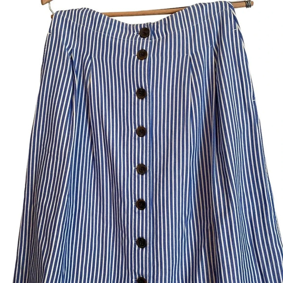 Talbots Button Front Blue Stripped Skirt - Picture 7 of 7